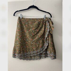 Come Skirt - Khaki mini flowers - Cotton - Sézane